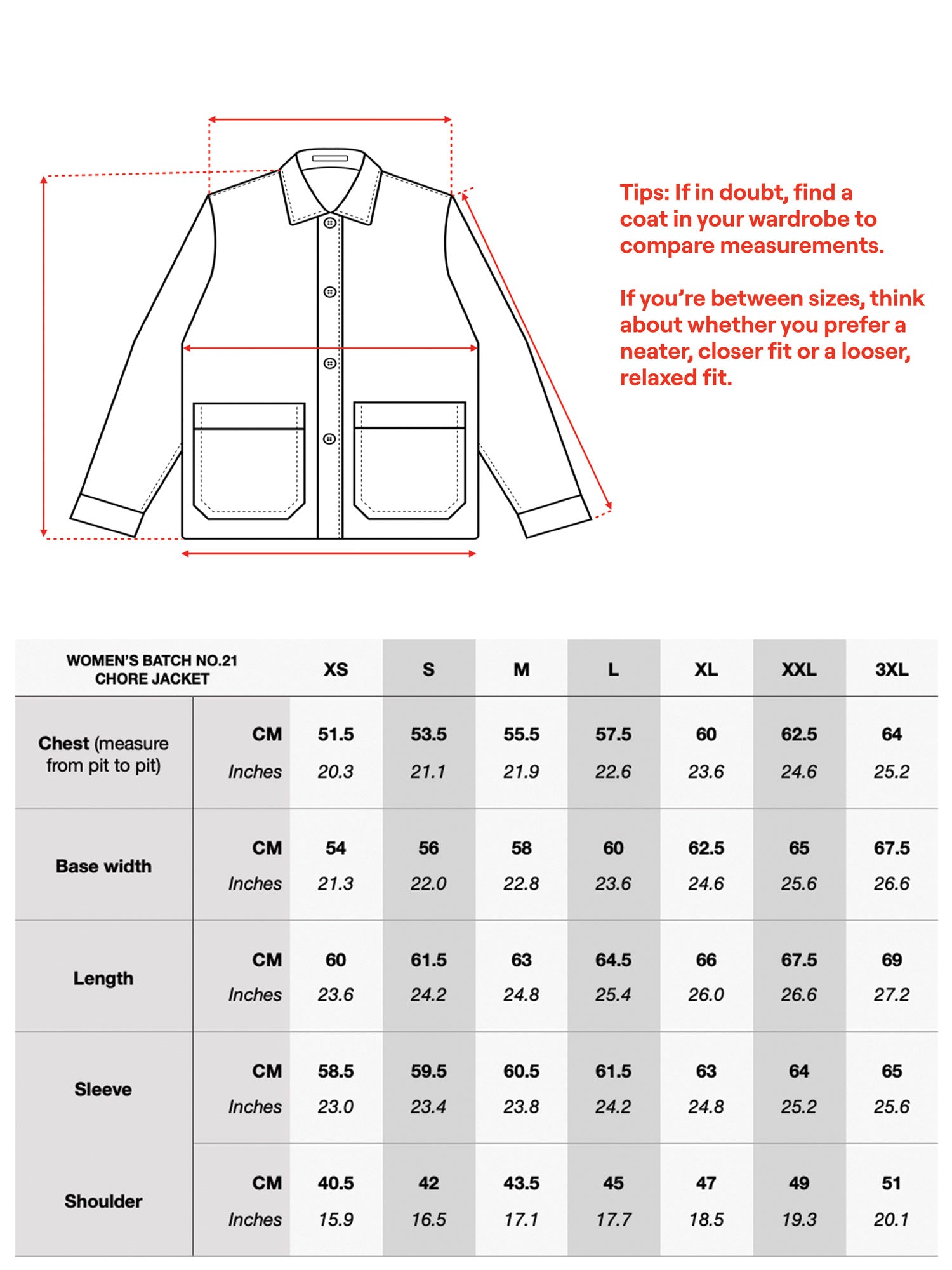 sizing chart