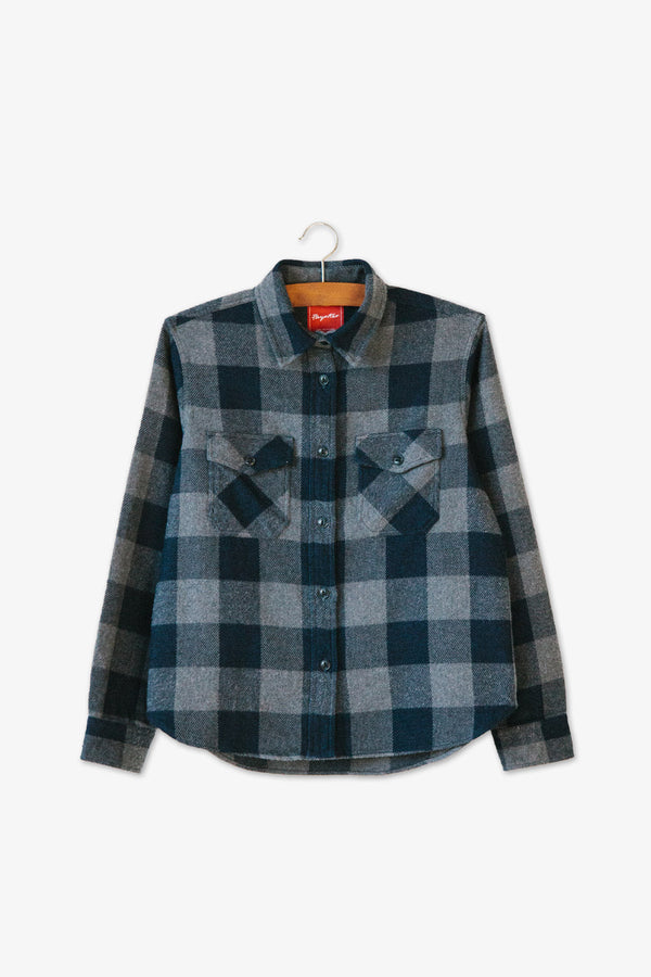Women’s Japanese Indigo Check Flannel Shirt (Grey) - Pre Order