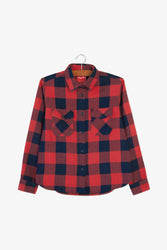 main Women’s Japanese Indigo Check Flannel Shirt (Red)