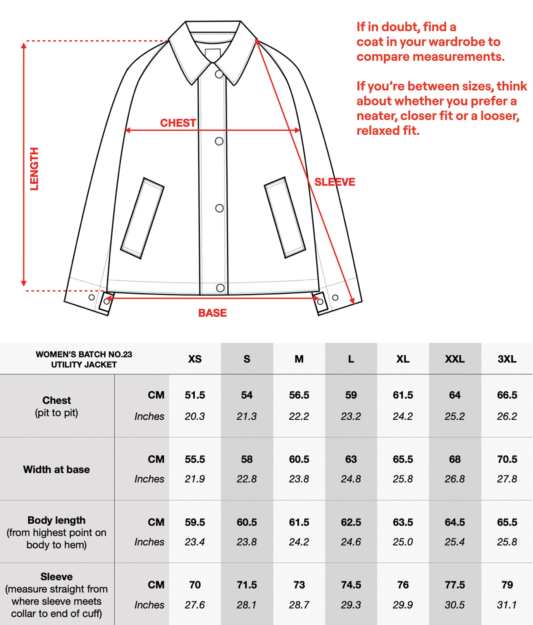 sizing chart