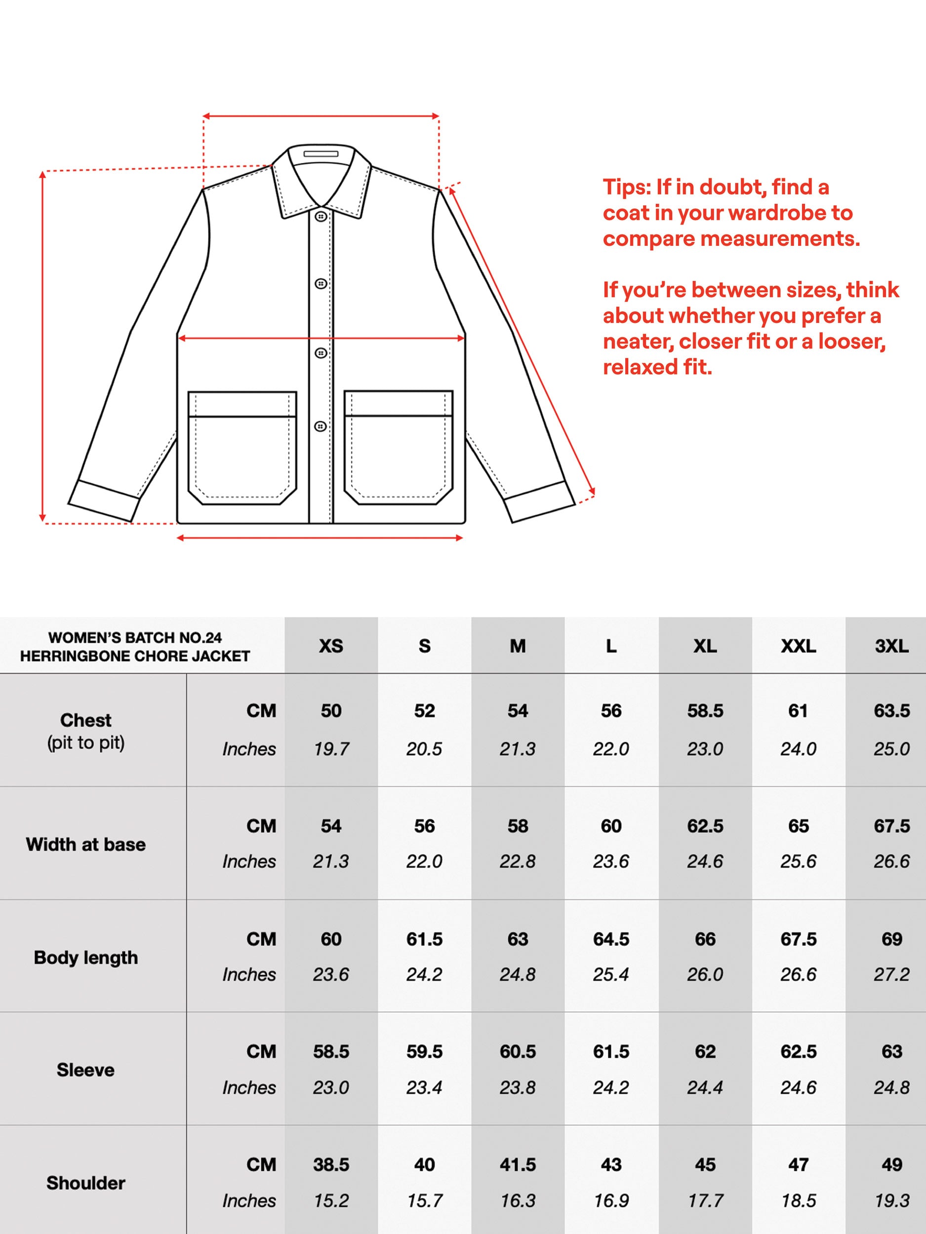 sizing chart