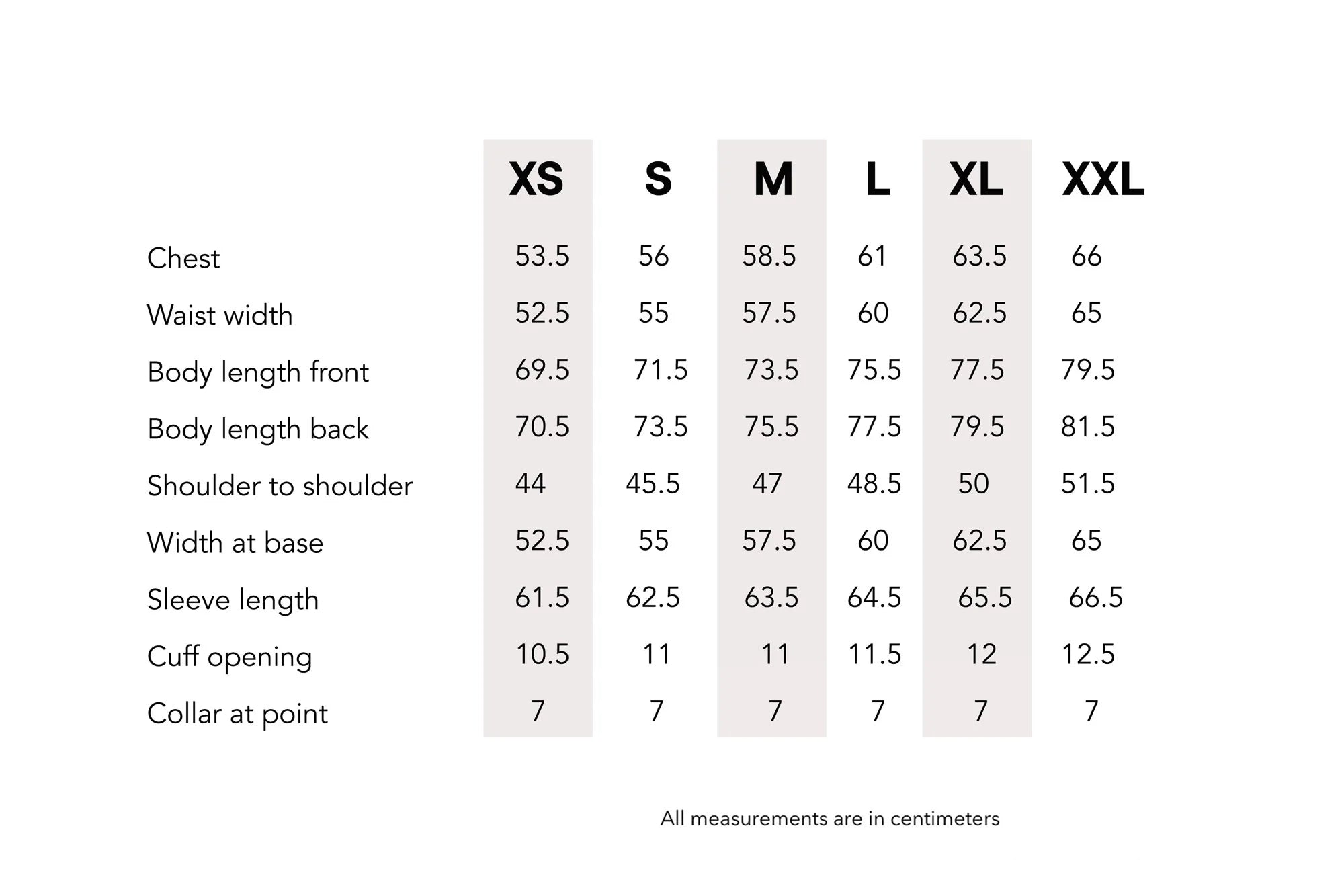 sizing chart