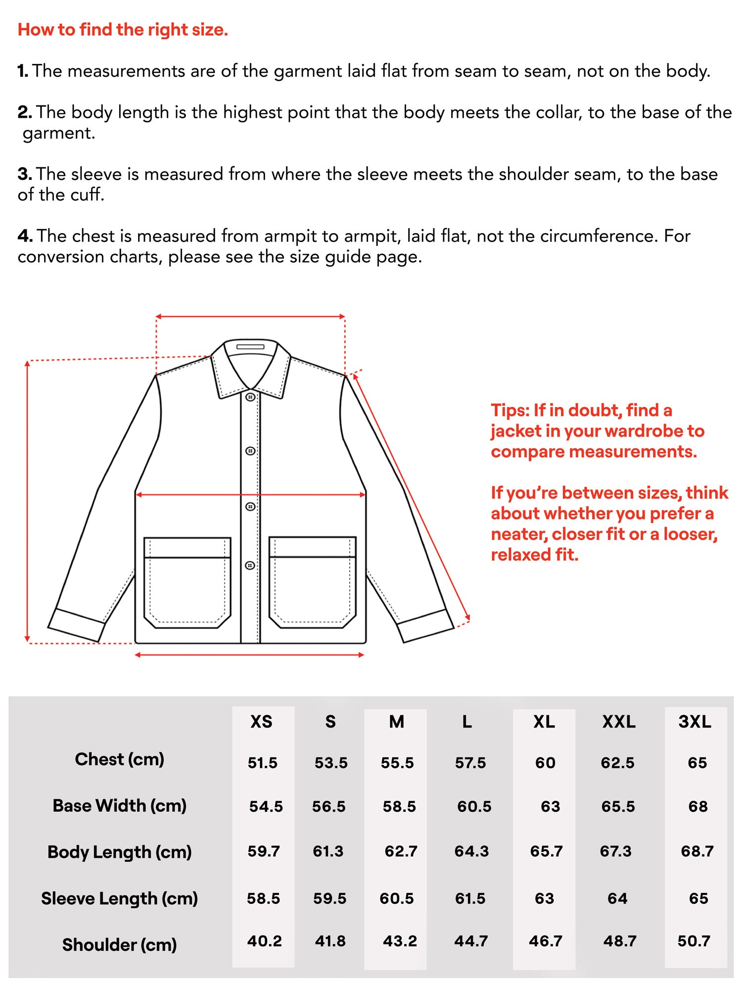 sizing chart