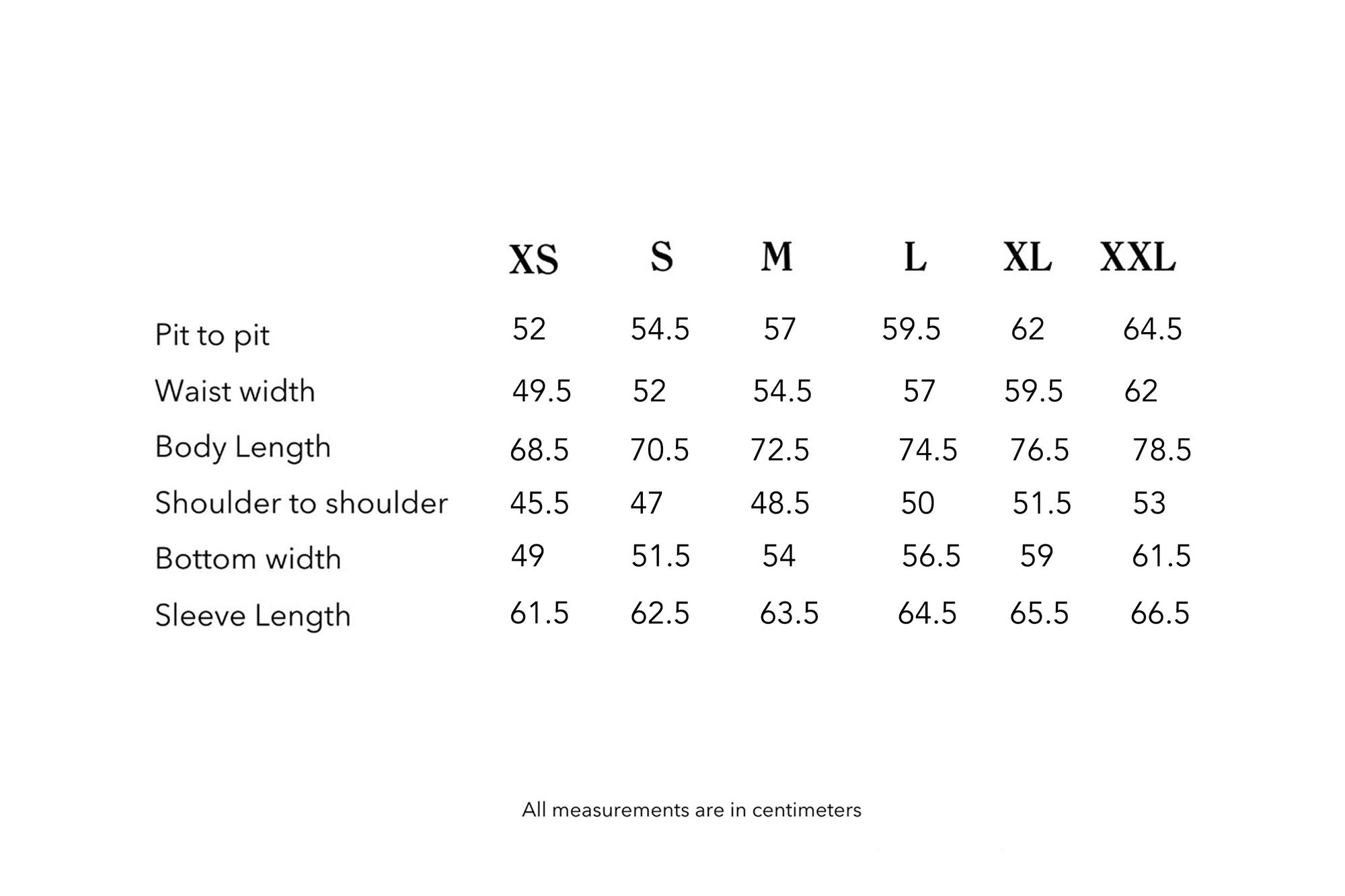 sizing chart